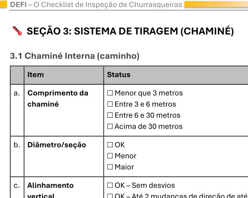 Sistema de tiragem e chaminé no DEFI